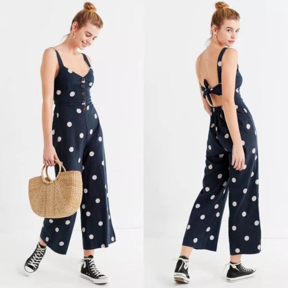 Japna Polka Dot Linen Jumpsuit